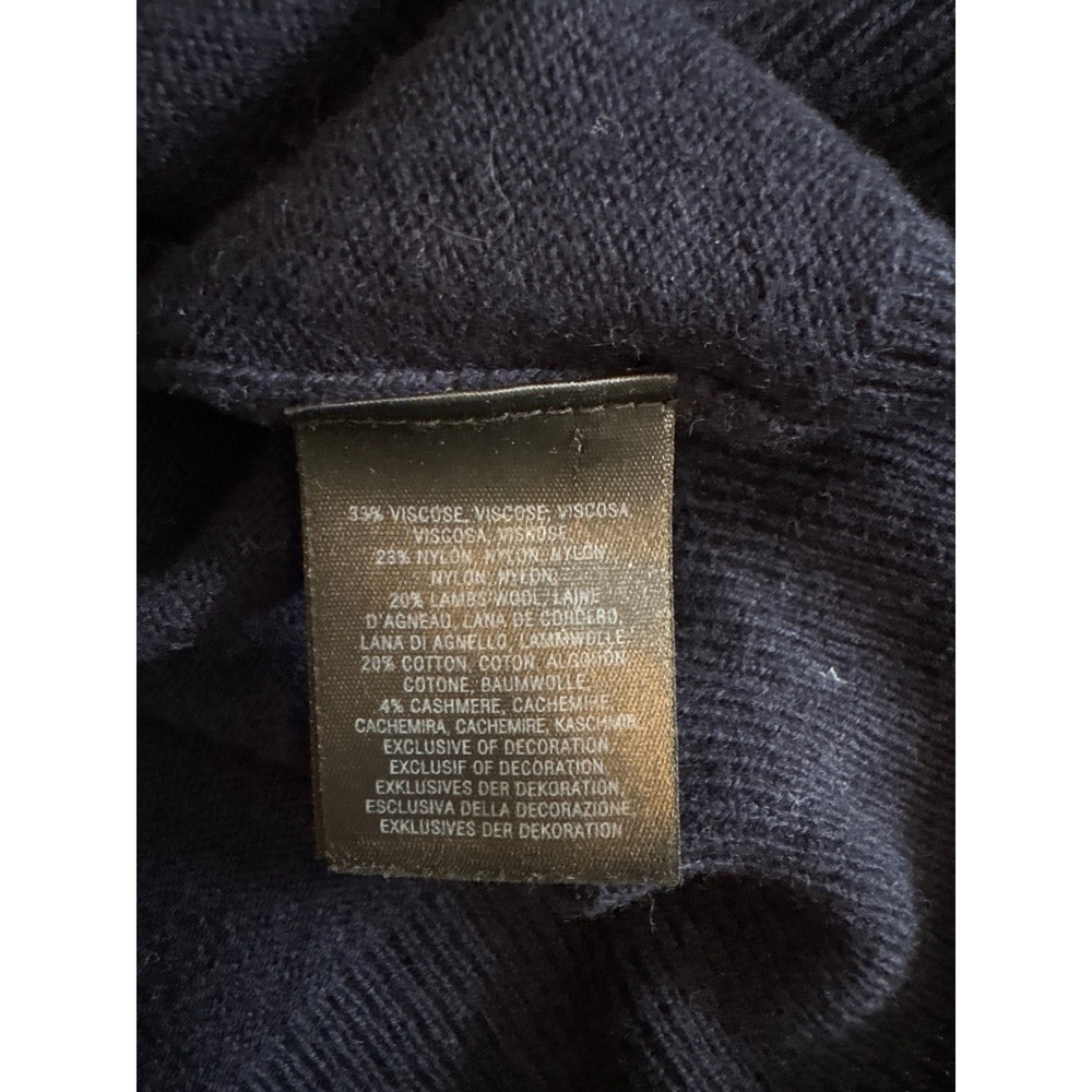 Anthropologie Knitted & Knotted Navy Blue Lace Ruffle Cashmere Blend Sweater M - Picture 7 of 7